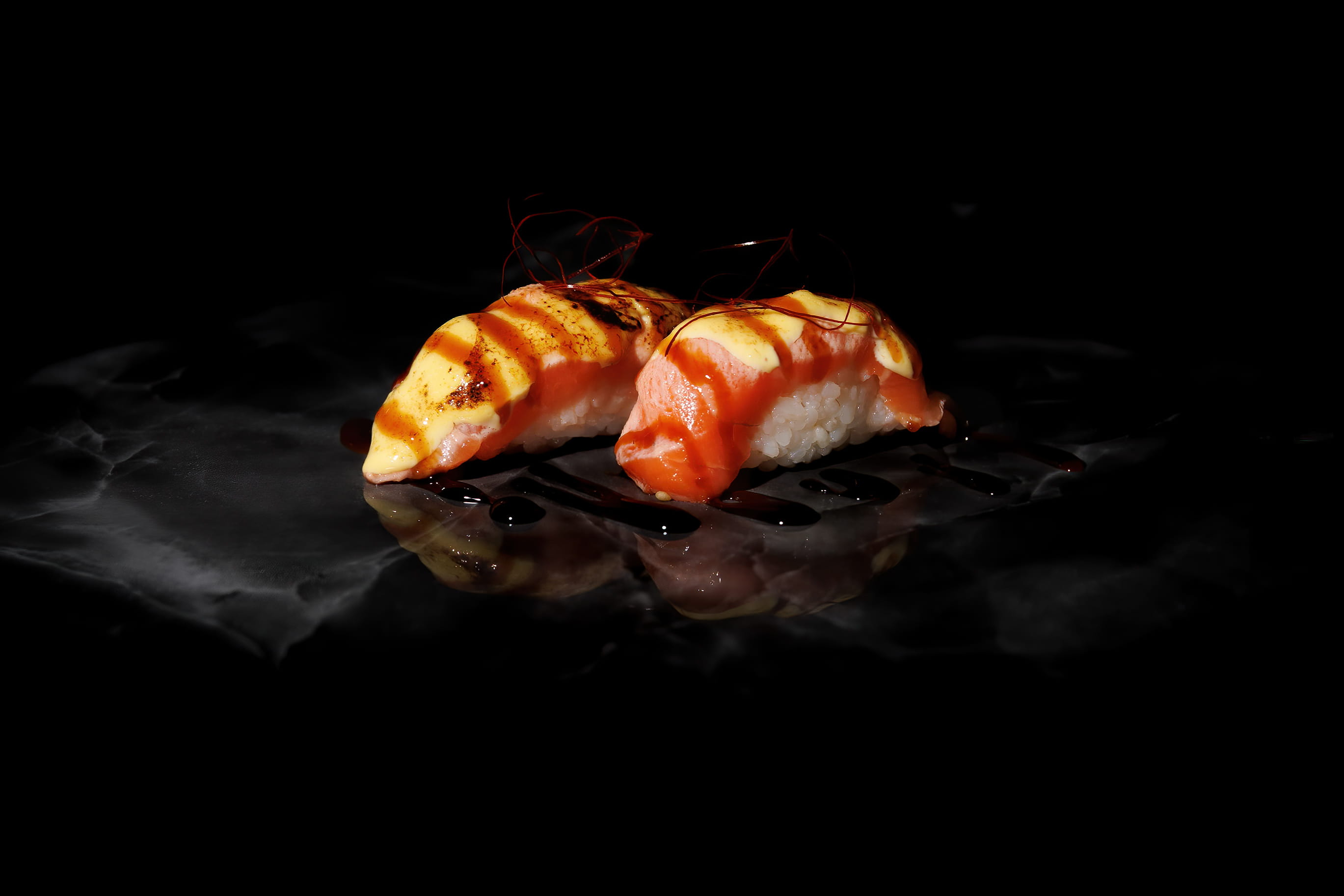 Flambéed Salmon Nigiri